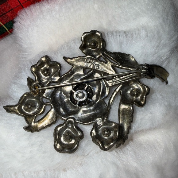 Little Nemo Flower Bunch Amber Rhinestone Bouquet LN/25 Vintage Silver Tone - Picture 11 of 12